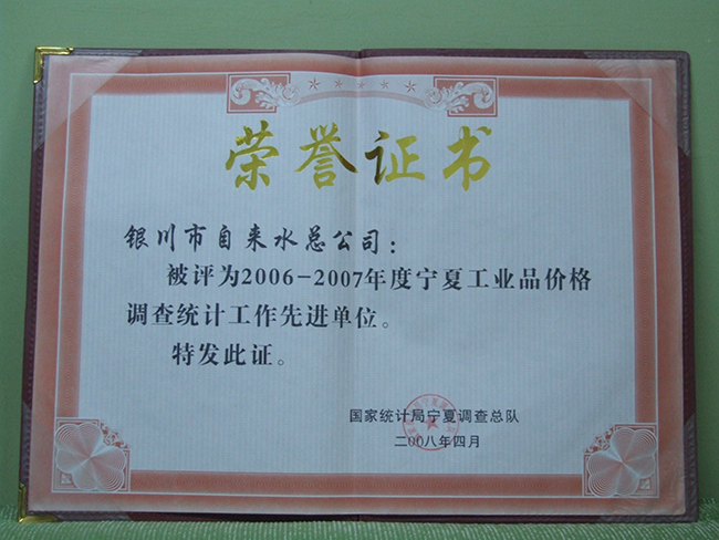 2008年國家統(tǒng)計(jì)局寧夏調(diào)查總隊(duì)先進(jìn)單位