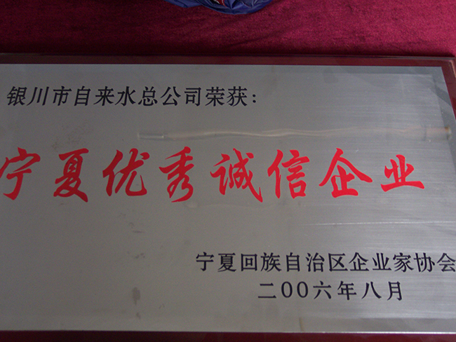 2006年8月自治區(qū)企業(yè)家協(xié)會寧夏優(yōu)秀誠信企業(yè)
