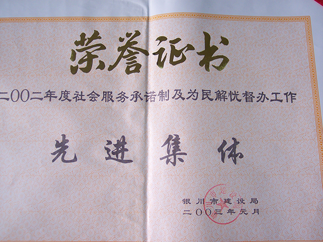2002年度社會(huì)服務(wù)承諾及為人民解憂督辦工作先進(jìn)集體